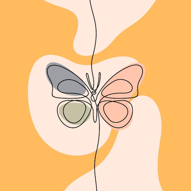 Diseño vectorial de arte de línea continua de una línea de mariposa
