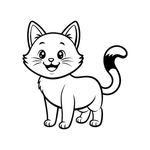 diseño vectorial de arte de línea de gato sonriente
