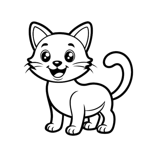 diseño vectorial de arte de línea de gato sonriente