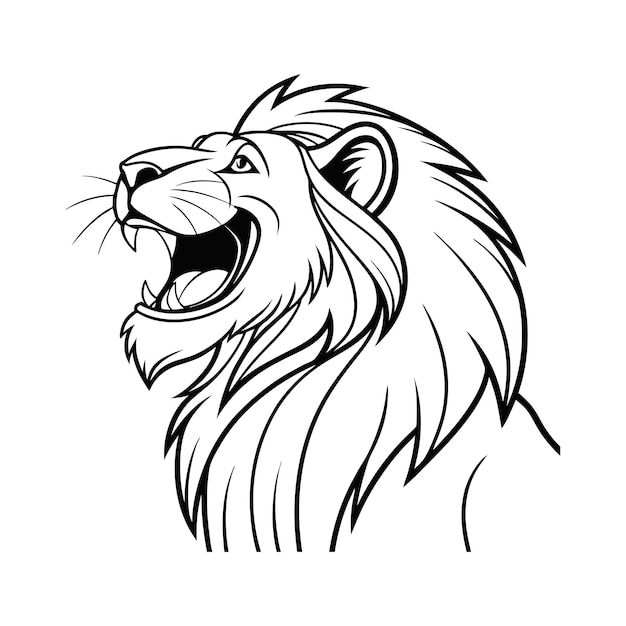 diseño vectorial de arte de línea de león