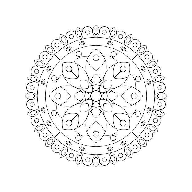 Diseño vectorial de arte de mandala Línea de contorno geométrico abstracto Mandala decorativa circular ornamental