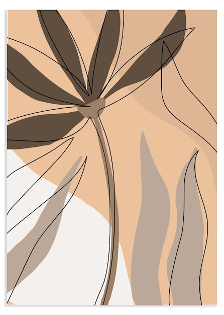 Diseño vectorial de arte mural floral y botánico abstracto