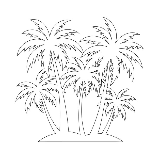 Diseño vectorial de arte OneLine para el árbol de coco minimalista