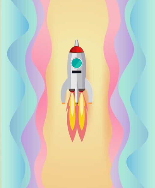 diseño vectorial de arte de papel de cohete