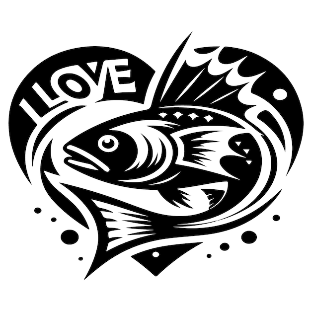 Vector diseño vectorial de arte de peces de amor