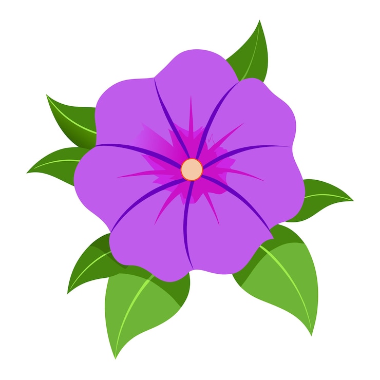 Vector diseño vectorial artístico de la línea de flores de petunia
