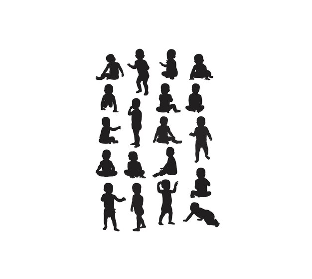 Diseño vectorial artístico de siluetas de bebés