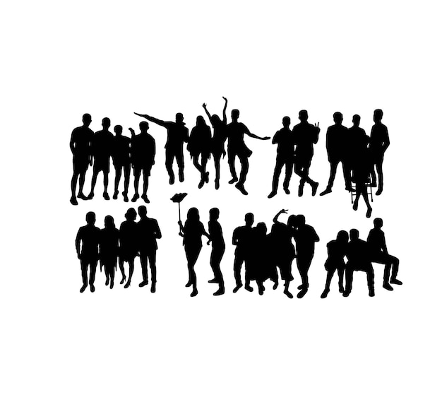 Diseño vectorial artístico de siluetas de grupos de personas