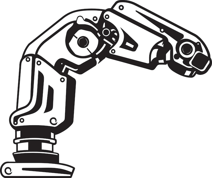 Vector diseño vectorial avanzado con un brazo robótico con enfoque en características de alta tecnología y ingeniero moderno