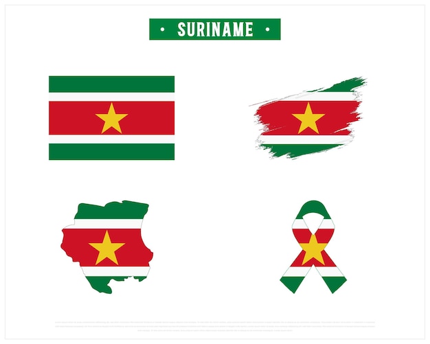Diseño vectorial de la bandera de Suriname Estilo de pincel bandera de Surinam Bandera de cinta y mapa de Suriname
