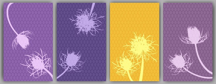 Vector diseño vectorial de banderas de flores de zanahoria dente de león abstractos y esponjosos