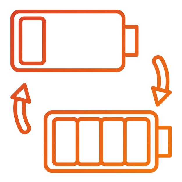 Diseño vectorial de las baterías intercambiables Estilo del icono