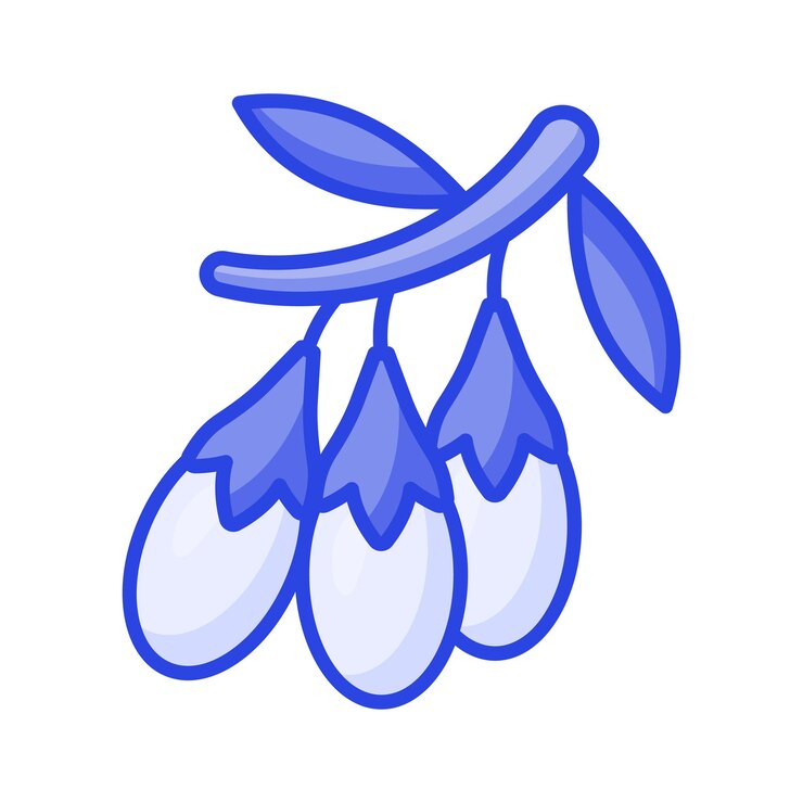 Vector el diseño vectorial de las bayas de goji, las bayas chinas, el icono de lycium barbarum o lycium chinense