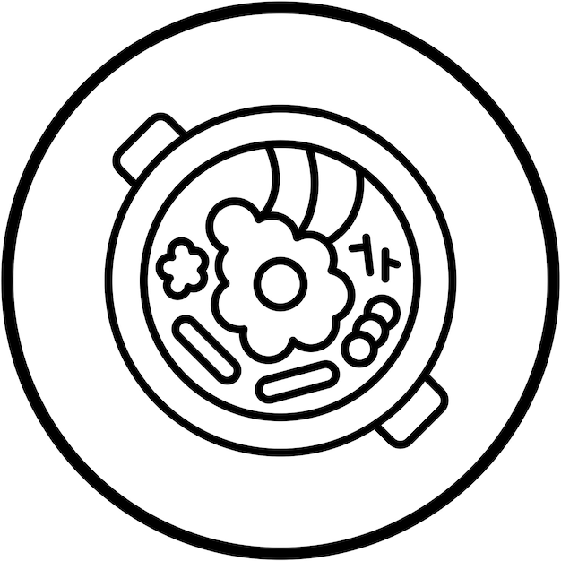 Diseño vectorial Bibimbap Estilo de icono