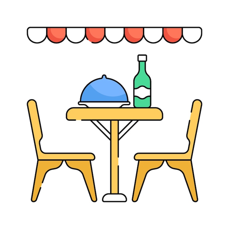 Vector diseño vectorial bien diseñado del icono de la mesa de comedor de alimentos y restaurantes