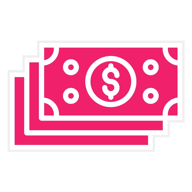 Diseño vectorial de billetes de dólar Estilo de icono de pila