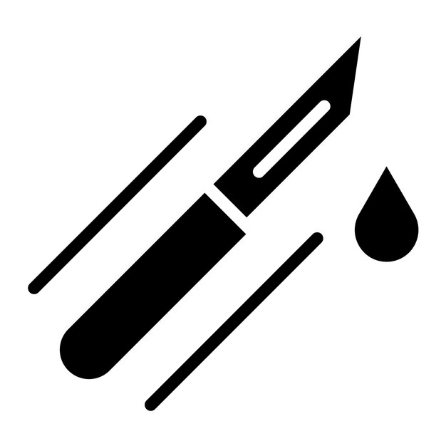 Diseño vectorial de bisturí y estilo de icono de sangre