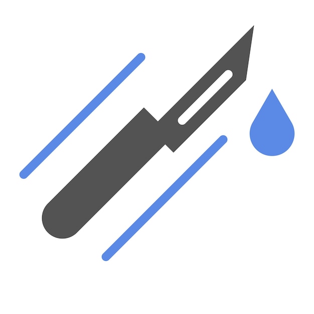 Diseño vectorial de bisturí y estilo de icono de sangre
