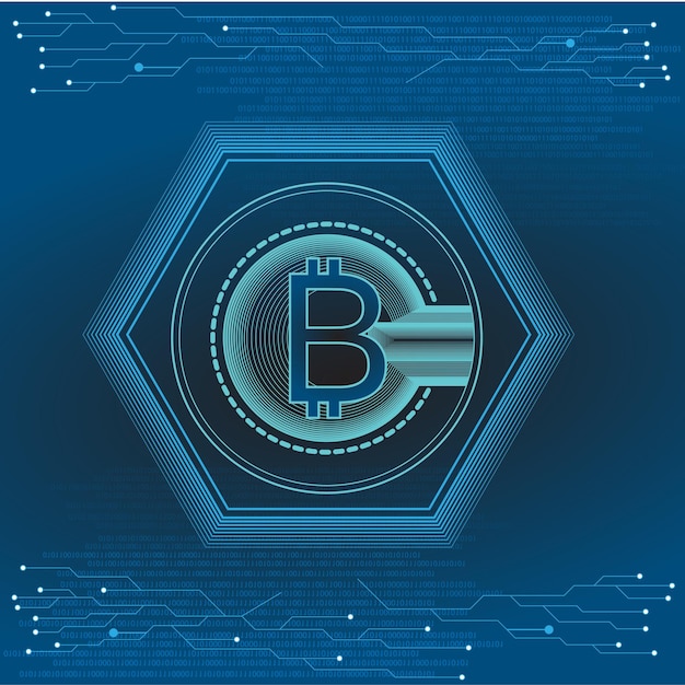 Diseño vectorial de Bitcoin alrededor con placa de circuito circular para Cryptocurrency for Future business w