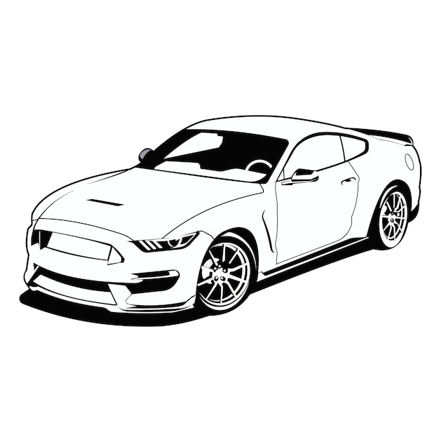 Diseño vectorial en blanco y negro de muscle car americano