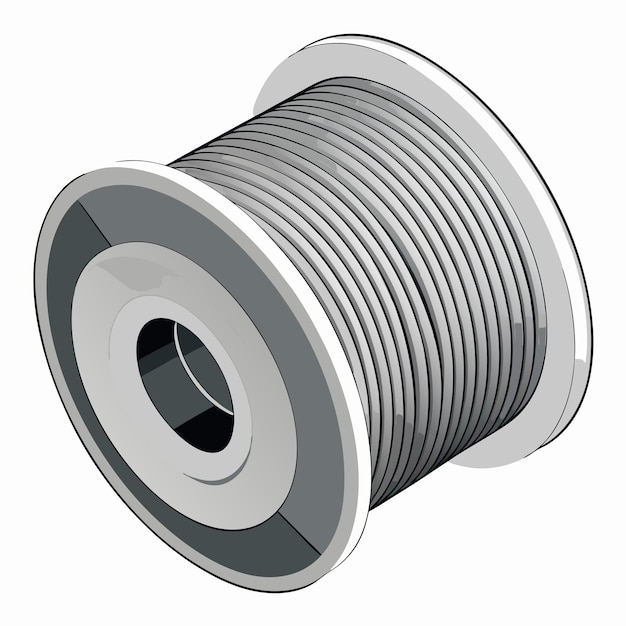 Diseño vectorial de bobinas de cable de plata Ilustración de alambre y cable industrial
