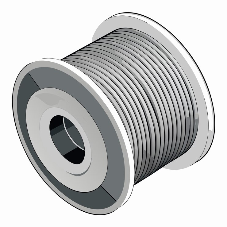 Vector diseño vectorial de bobinas de cable de plata ilustración de alambre y cable industrial