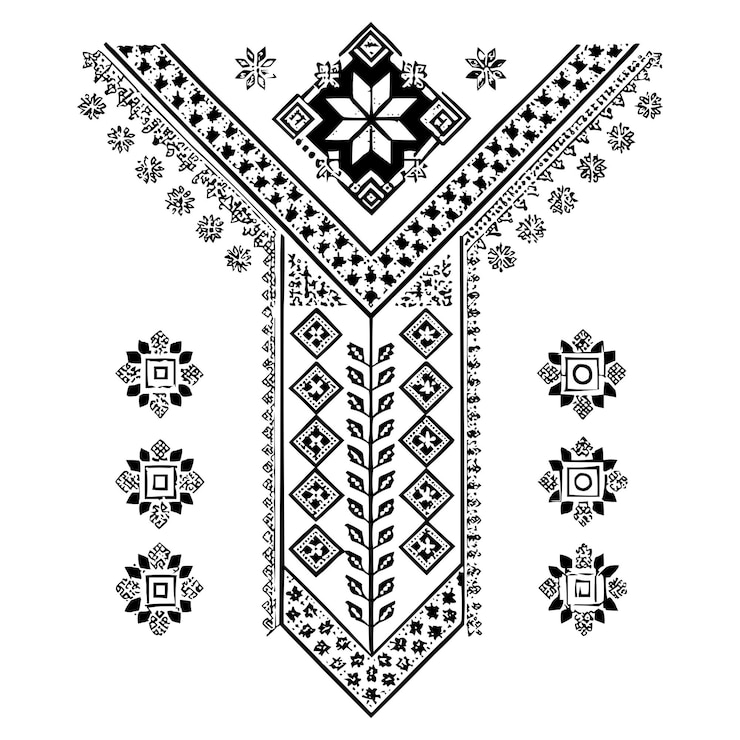 Vector diseño vectorial de bordados étnicos tradicionales patrón floral geométrico para textiles y flora de prendas de vestir