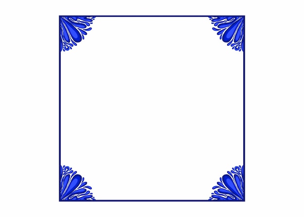 Diseño vectorial de borde de marco de ornamento azul para elemento decorativo