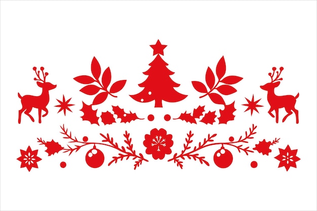 Diseño vectorial de bordes florales de Navidad