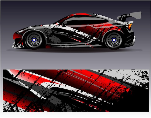 Diseño vectorial de calcomanías de envoltura de automóviles, librea personalizada, pegatina y tinte de vehículos de carreras de rally