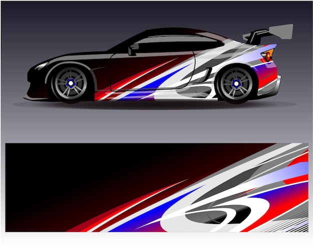 Diseño vectorial de calcomanías de envoltura de automóviles, librea personalizada, pegatina y tinte de vehículos de carreras de rally
