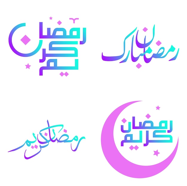 Diseño vectorial de caligrafía árabe degradada para los deseos de Ramadán Kareem