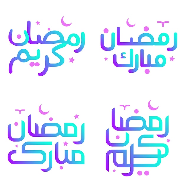 Diseño vectorial de caligrafía árabe degradada para los deseos de Ramadán Kareem