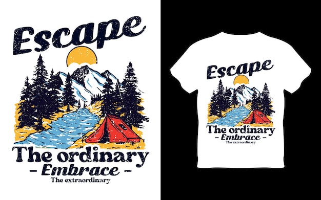 Diseño vectorial de camiseta de exploración de la naturaleza aventura montaña ilustración de estilo vintage retro