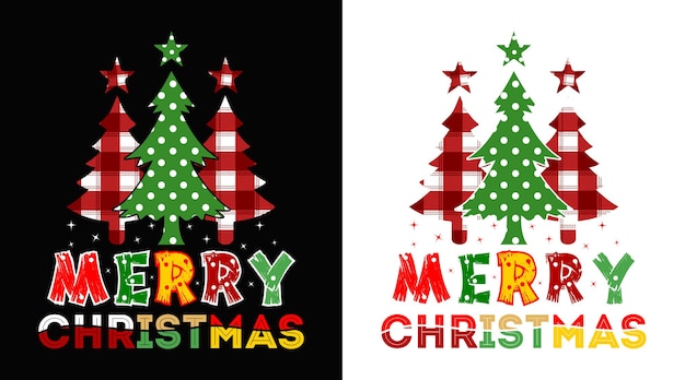 Diseño vectorial de camisetas de Feliz Navidad de fondo blanco y negro