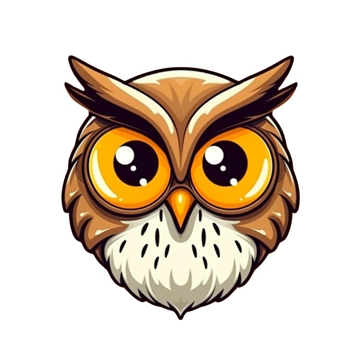 Diseño vectorial de la cara del búho de dibujos animados