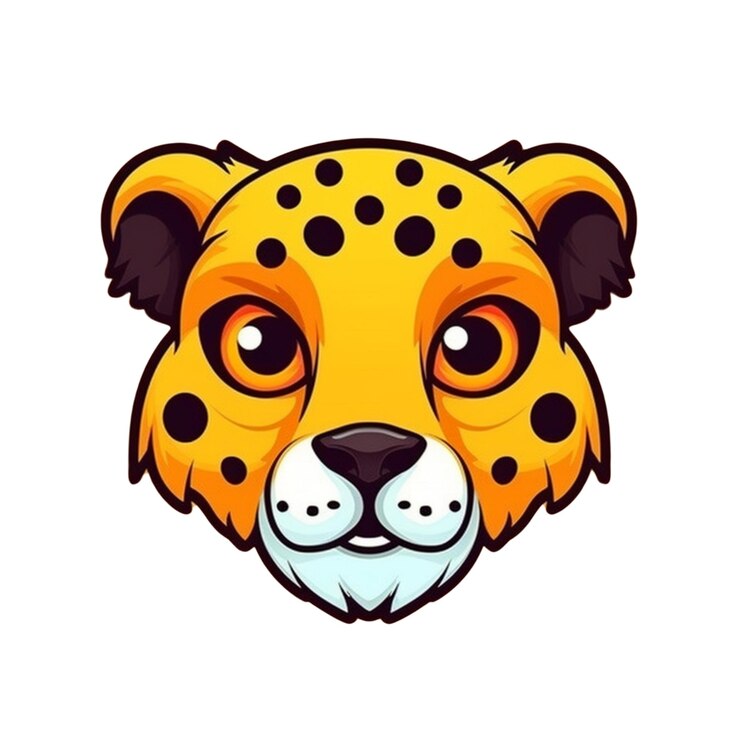 Diseño vectorial de cara de guepardo de dibujos animados