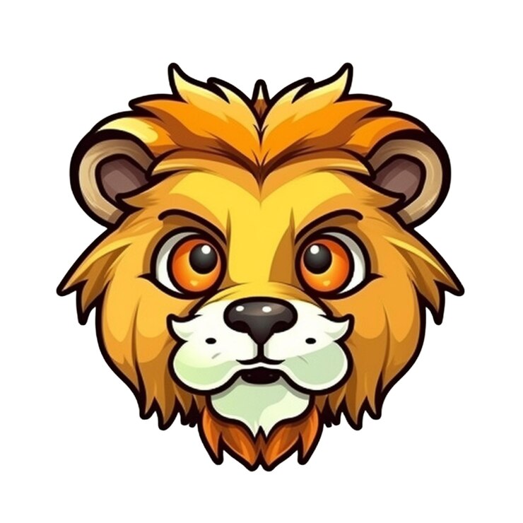 Diseño vectorial de la cara del león de dibujos animados