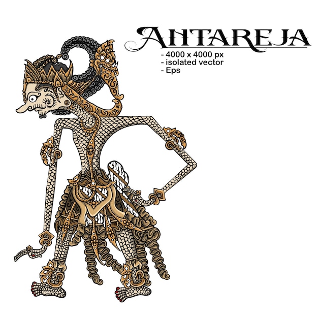 Diseño vectorial de caracteres de wayang kulit de Indonesia