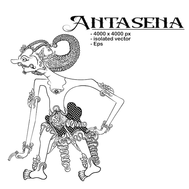Diseño vectorial de caracteres de wayang kulit de Indonesia