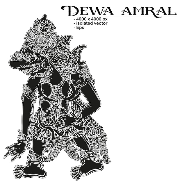 Diseño vectorial de caracteres de wayang kulit de Indonesia