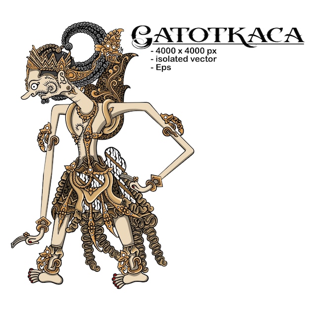 Diseño vectorial de caracteres de wayang kulit de Indonesia