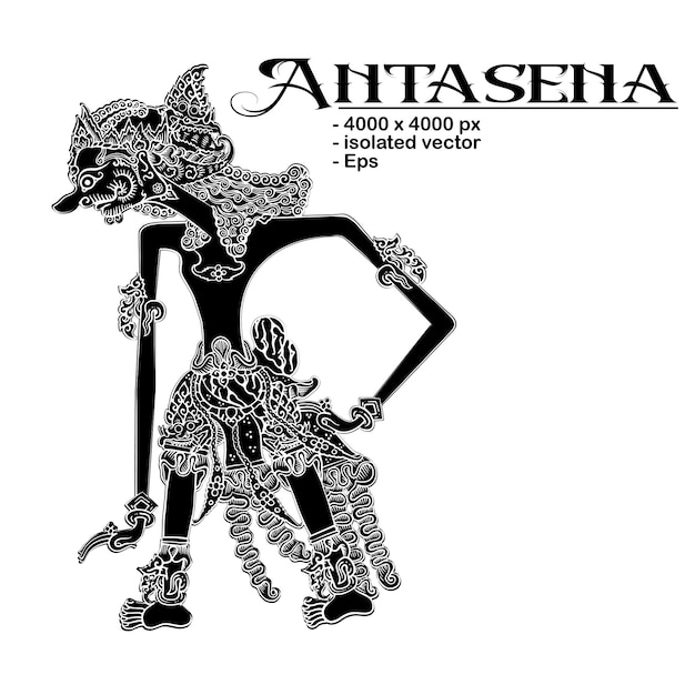 Diseño vectorial de caracteres de wayang kulit de Indonesia