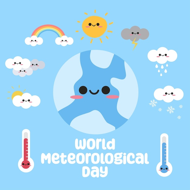 Diseño vectorial para la celebración del Día Mundial de la Meteorología Adequado para banners de ilustración plana, etc.