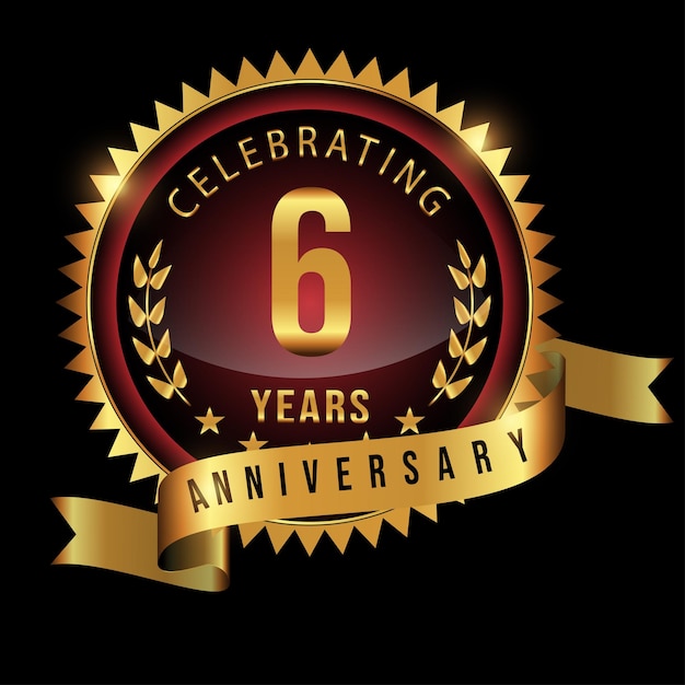 Diseño vectorial de celebración del logotipo del 6o aniversario