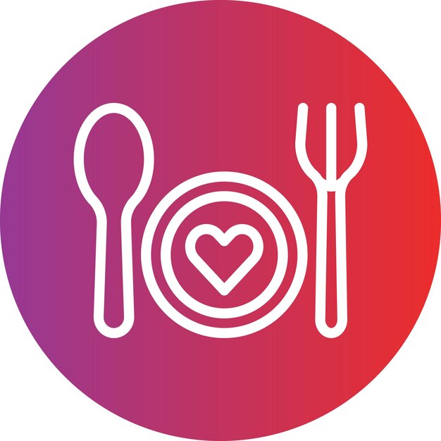Diseño vectorial de la cena de bodas Estilo de icono