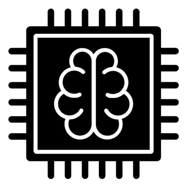 Diseño vectorial del cerebro Estilo del icono del chip