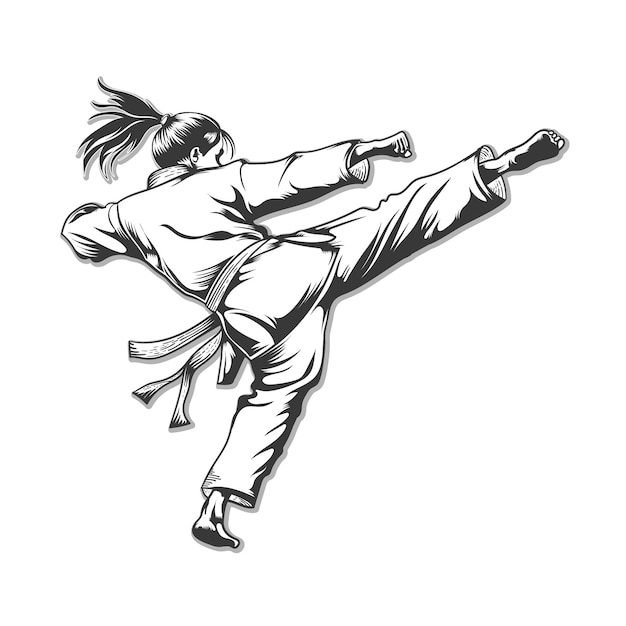 diseño vectorial de chicas de pelea de karate