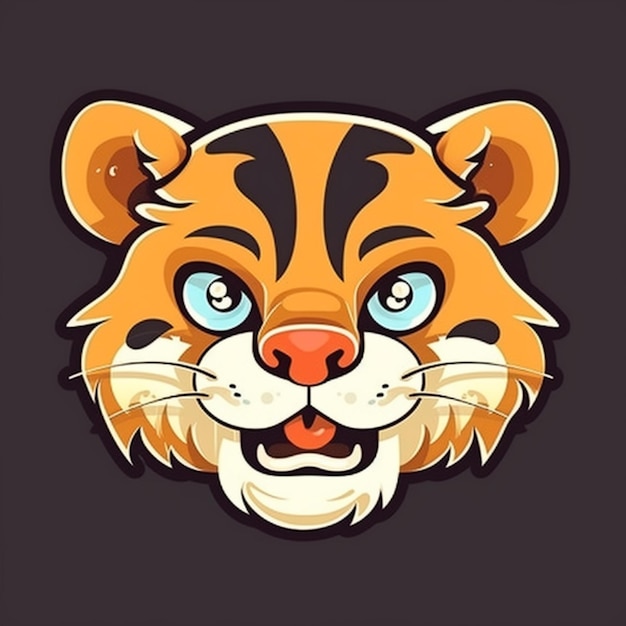 Diseño vectorial de clipart de cara de tigre de dibujos animados