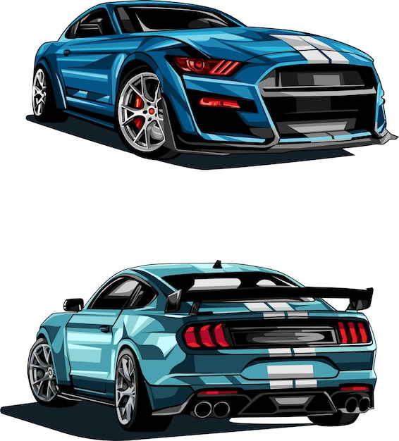 Diseño vectorial de coches deportivos vista delantera y trasera